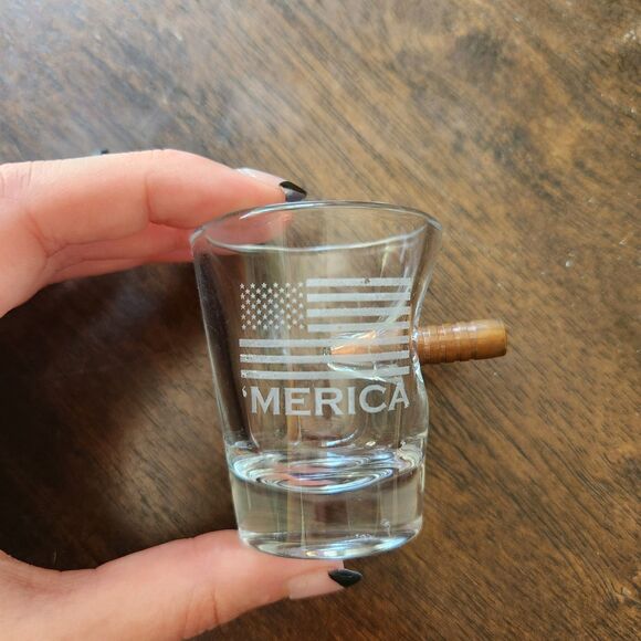 Original BenShot Bulletproof 'Merica Shot Glass w/ Real 308 Bullet Military Gift - Picture 8 of 8
